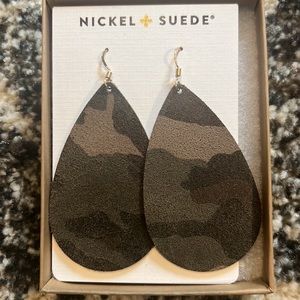 NWT Nickel & Suede Camo suede earrings